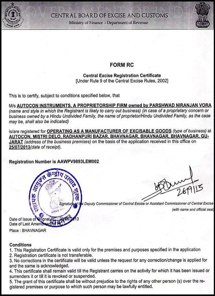 Central Excise Registration